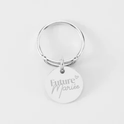 Sale HappyBulle Bague Mariée ovale ouverte argent personnalisée médaille gravée 15 mm Argent rhodié 925