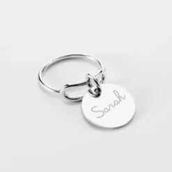 Sale HappyBulle Bague Mariée ovale ouverte argent personnalisée médaille gravée 15 mm Argent rhodié 925