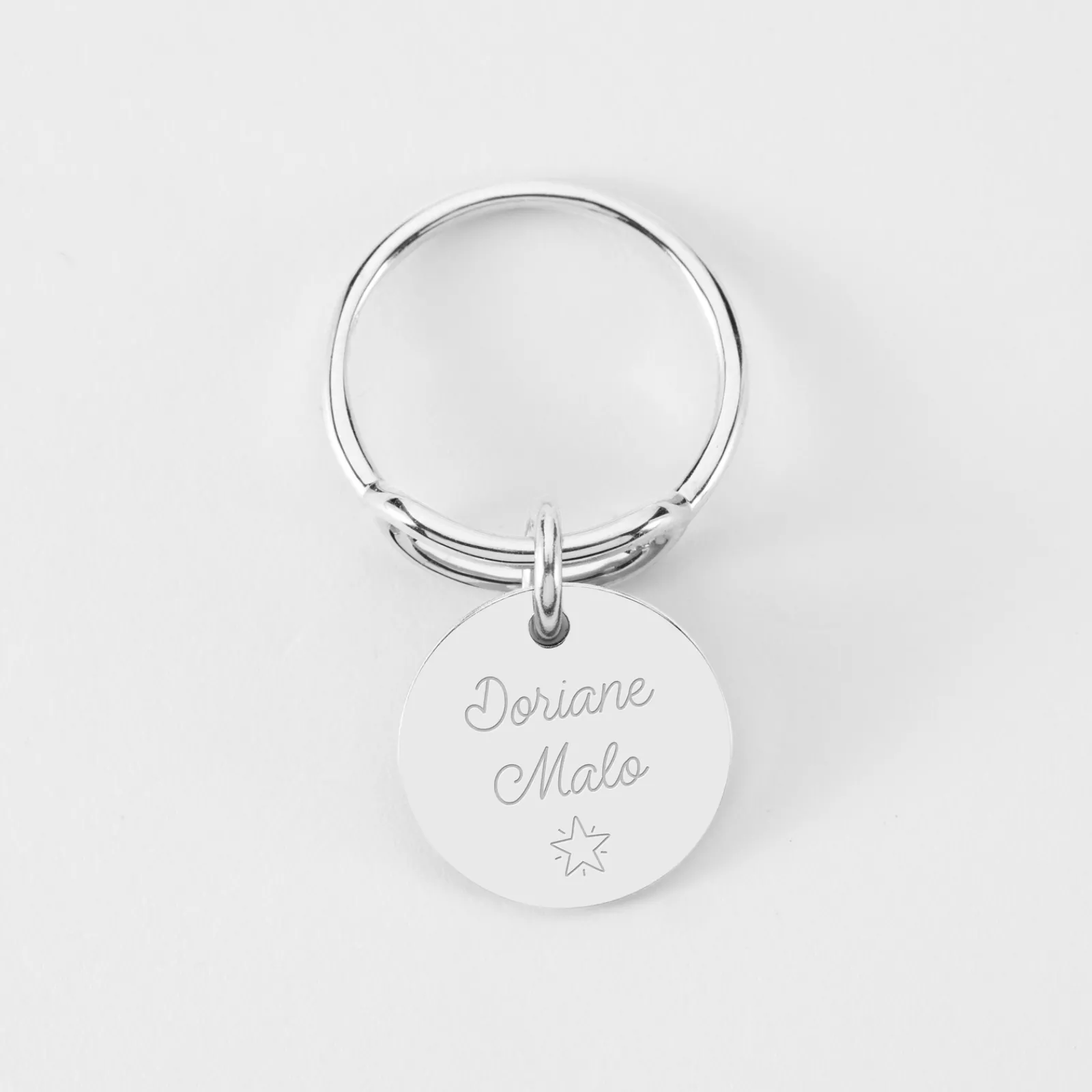 Sale HappyBulle Bague Mariée ovale ouverte argent personnalisée médaille gravée 15 mm Argent rhodié 925
