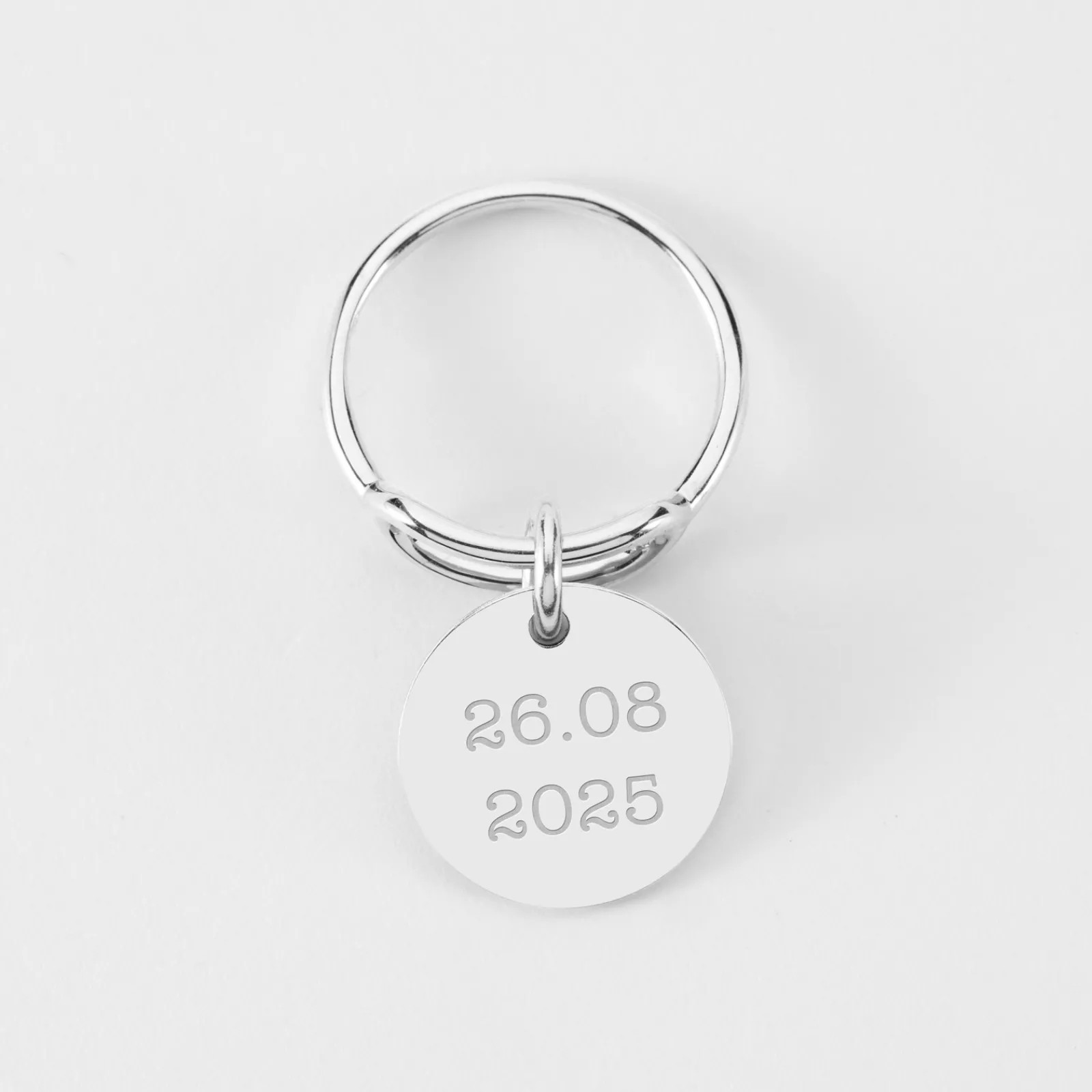 Sale HappyBulle Bague Mariée ovale ouverte argent personnalisée médaille gravée 15 mm Argent rhodié 925