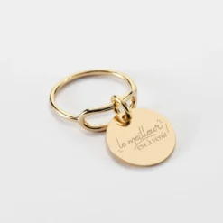 Online HappyBulle Bague Mariée ovale ouverte plaqué or personnalisée médaille gravée 15 mm Plaqué or 18k