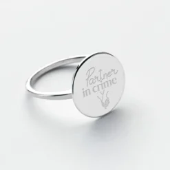 HappyBulle Bague Mariée plateau personnalisée argent médaille gravée 15 mm Argent rhodié 925