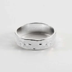 HappyBulle Bague martelée personnalisée argent 5 mm Argent rhodié 925