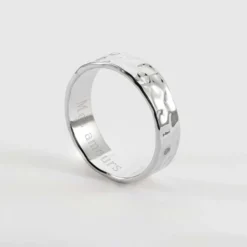 HappyBulle Bague martelée personnalisée argent 5 mm Argent rhodié 925
