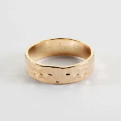Discount HappyBulle Bague martelée personnalisée plaqué or 5 mm Plaqué or 18k