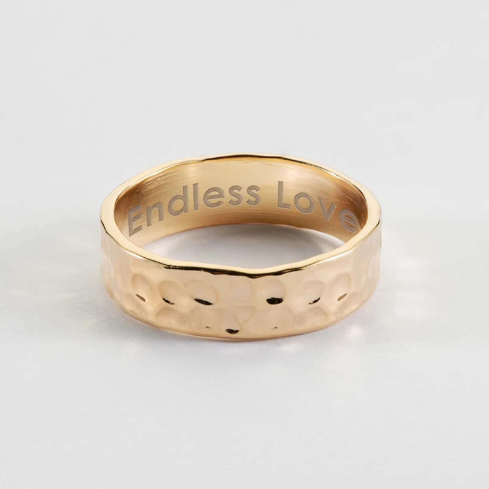 Discount HappyBulle Bague martelée personnalisée plaqué or 5 mm Plaqué or 18k