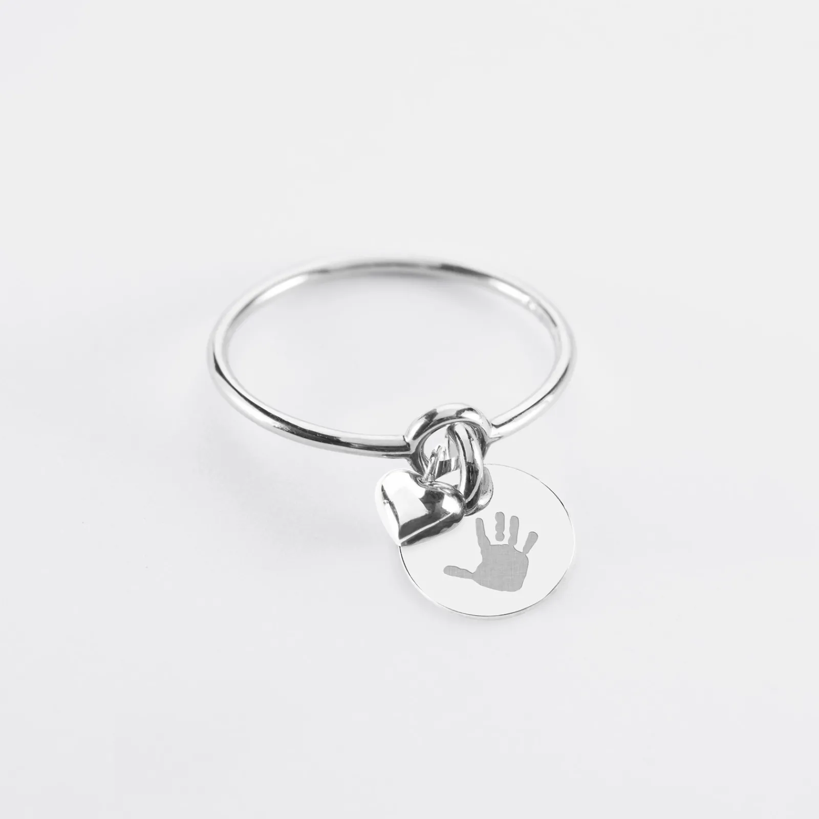 Online HappyBulle Bague mini coeur bombé personnalisé médaille gravée argent 10 mm Argent rhodié 925