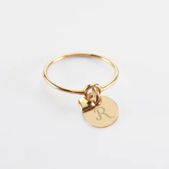 Hot HappyBulle Bague mini coeur bombé personnalisé médaille gravée plaqué or 10 mm Plaqué or 18k