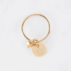 Hot HappyBulle Bague mini coeur bombé personnalisé médaille gravée plaqué or 10 mm Plaqué or 18k