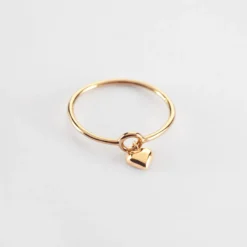 New HappyBulle Bague mini coeur bombé plaqué or Plaqué or 18k