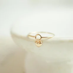 New HappyBulle Bague mini coeur bombé plaqué or Plaqué or 18k