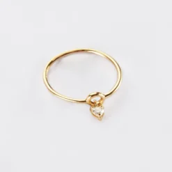 Outlet HappyBulle Bague mini coeur scintillant plaqué or Plaqué or 18k