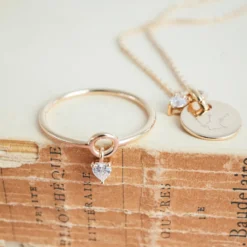 Outlet HappyBulle Bague mini coeur scintillant plaqué or Plaqué or 18k