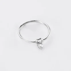 HappyBulle Bague mini coeur scintillant argent Argent rhodié 925