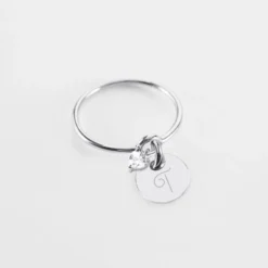 Clearance HappyBulle Bague mini coeur scintillant personnalisé médaille gravée argent 10 mm Argent rhodié 925