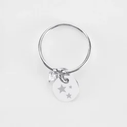 Clearance HappyBulle Bague mini coeur scintillant personnalisé médaille gravée argent 10 mm Argent rhodié 925