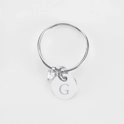 Clearance HappyBulle Bague mini coeur scintillant personnalisé médaille gravée argent 10 mm Argent rhodié 925