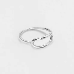 New HappyBulle Bague ovale ouverte argent Argent rhodié 925