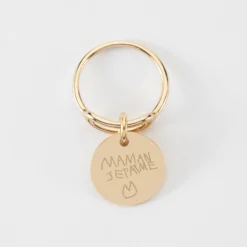 New HappyBulle Bague ovale ouverte plaqué or personnalisée médaille gravée 15 mm Plaqué or 18k