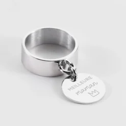 Outlet HappyBulle Bague personnalisée argent médaille gravée 15 mm