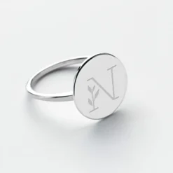 HappyBulle Bague plateau personnalisée argent médaille gravée 15 mm - Nos petits imparfaits Argent rhodié 925