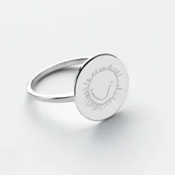 Outlet HappyBulle Bague plateau personnalisée argent médaille gravée 15 mm Argent rhodié 925