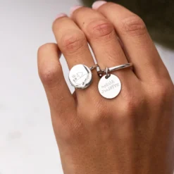 Outlet HappyBulle Bague plateau personnalisée argent médaille gravée 15 mm Argent rhodié 925