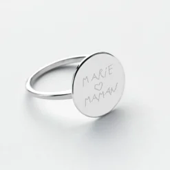 Outlet HappyBulle Bague plateau personnalisée argent médaille gravée 15 mm Argent rhodié 925