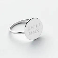 Outlet HappyBulle Bague plateau personnalisée argent médaille gravée 15 mm Argent rhodié 925