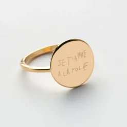 Best HappyBulle Bague plateau personnalisée plaqué or médaille gravée 15 mm - Nos petits imparfaits Plaqué or 18k