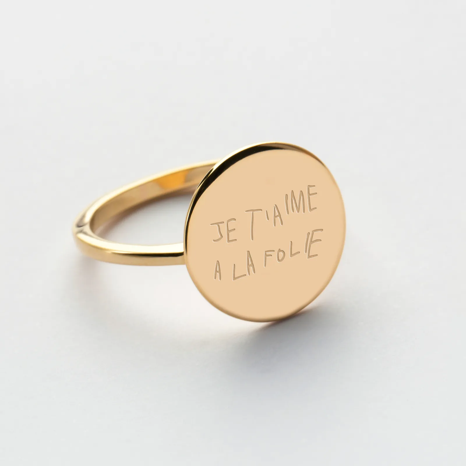 Best HappyBulle Bague plateau personnalisée plaqué or médaille gravée 15 mm - Nos petits imparfaits Plaqué or 18k