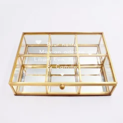 Sale HappyBulle Boîte à bijoux compartiments personnalisée rectangle 16,5x12x4 cm verre gravé