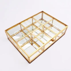 Sale HappyBulle Boîte à bijoux compartiments personnalisée rectangle 16,5x12x4 cm verre gravé