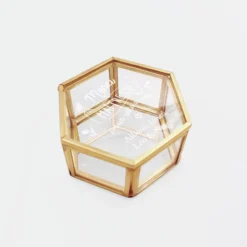 Best HappyBulle Boîte à bijoux personnalisée hexagonale 8x7x4 cm verre gravé - Edition spéciale 