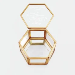 Best HappyBulle Boîte à bijoux personnalisée hexagonale 8x7x4 cm verre gravé - Edition spéciale 