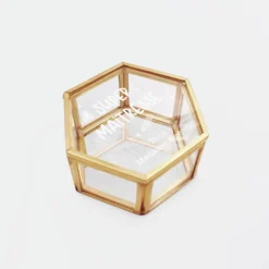 Best HappyBulle Boîte à bijoux personnalisée hexagonale 8x7x4 cm verre gravé - Edition spéciale