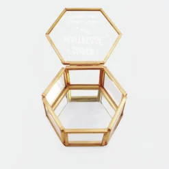 Best HappyBulle Boîte à bijoux personnalisée hexagonale 8x7x4 cm verre gravé - Edition spéciale