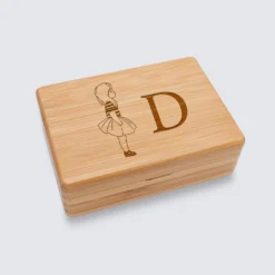 HappyBulle Boîte à bijoux personnalisée initiale 12x8,5 cm bois gravé - x Marie Savart