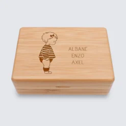 Sale HappyBulle Boîte à bijoux personnalisée prénom 12x8,5 cm bois gravé - x Marie Savart