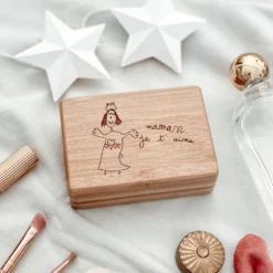 Hot HappyBulle Boîte à bijoux personnalisée 12x8,5 cm bois gravé
