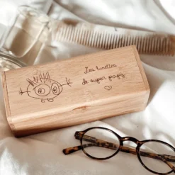 New HappyBulle Boîte à lunettes personnalisée bois gravé