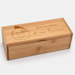 New HappyBulle Boîte à lunettes personnalisée bois gravé