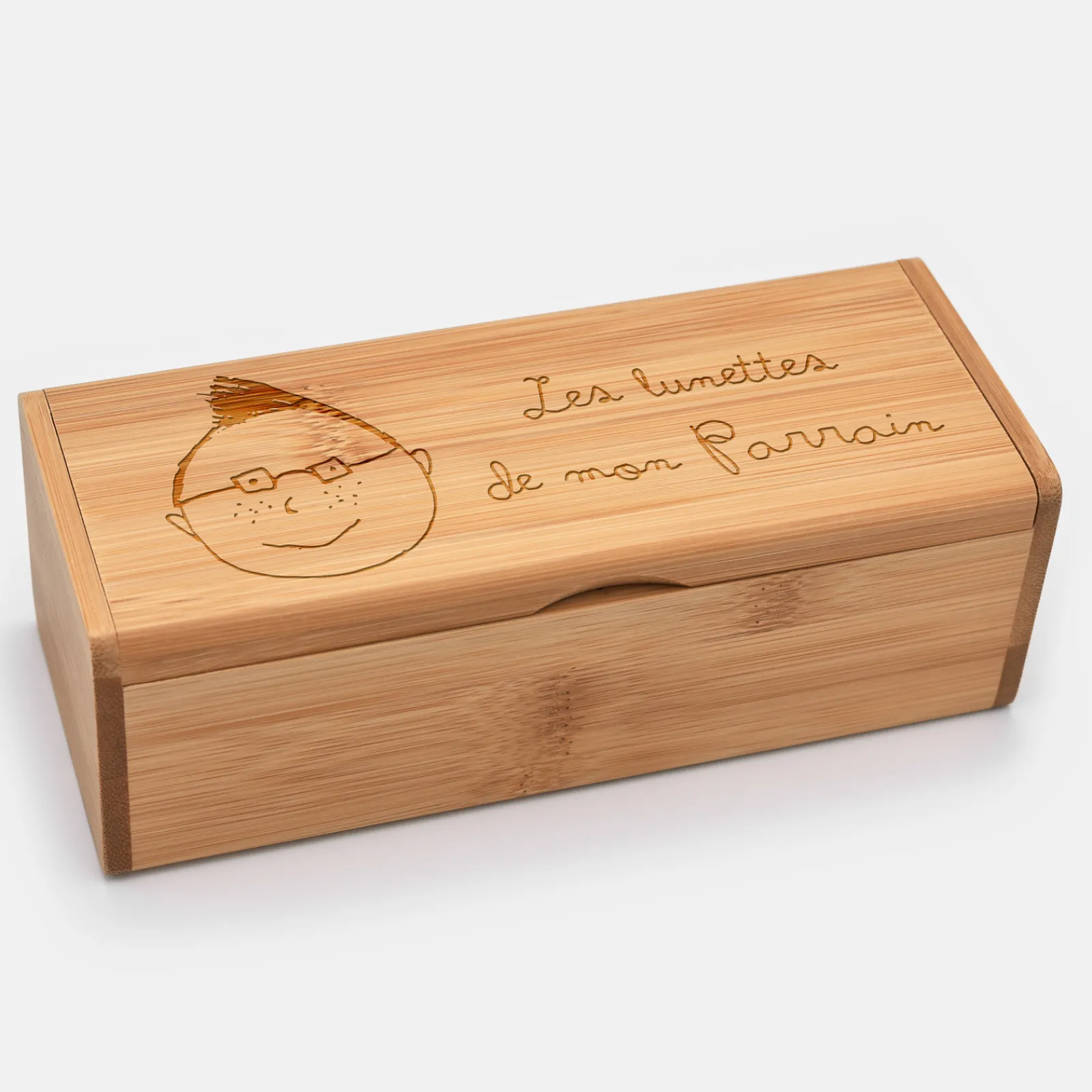 New HappyBulle Boîte à lunettes personnalisée bois gravé