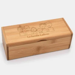 Best HappyBulle Boîte à lunettes personnalisée bois gravé - édition spéciale "Famille"
