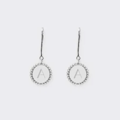Discount HappyBulle Boucles d'oreilles bohème personnalisées médailles gravées argent initiale 11 mm Argent rhodié 925