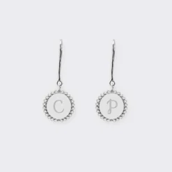 Discount HappyBulle Boucles d'oreilles bohème personnalisées médailles gravées argent initiale 11 mm Argent rhodié 925