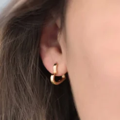 Outlet HappyBulle Boucles d'oreilles créoles coeur plaqué or Plaqué or 18k