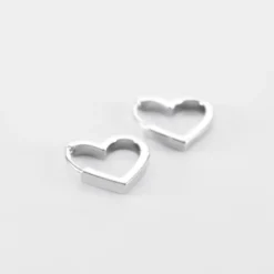 Best HappyBulle Boucles d'oreilles créoles coeur argent Argent rhodié 925