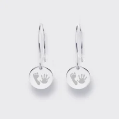 HappyBulle Boucles d'oreilles créoles médailles personnalisées gravées argent 15 mm Argent rhodié 925