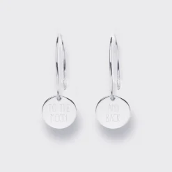 HappyBulle Boucles d'oreilles créoles médailles personnalisées gravées argent 15 mm Argent rhodié 925